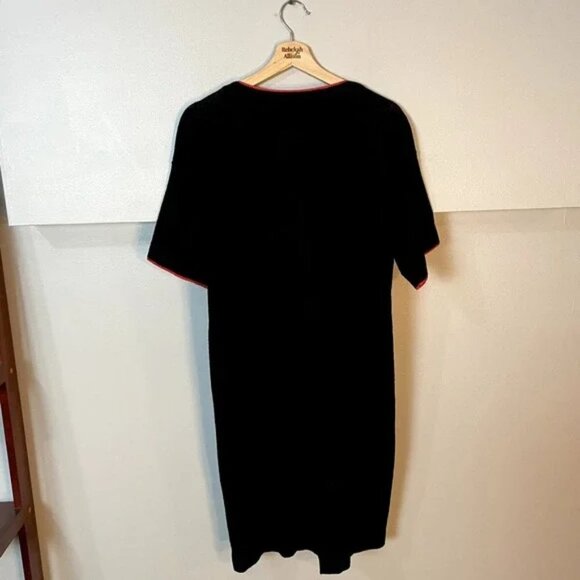 Steve Fabrikant Red Lips Funky Vintage Black Wool Short Sleeve Midi Dress SZ 10 - Picture 11 of 15